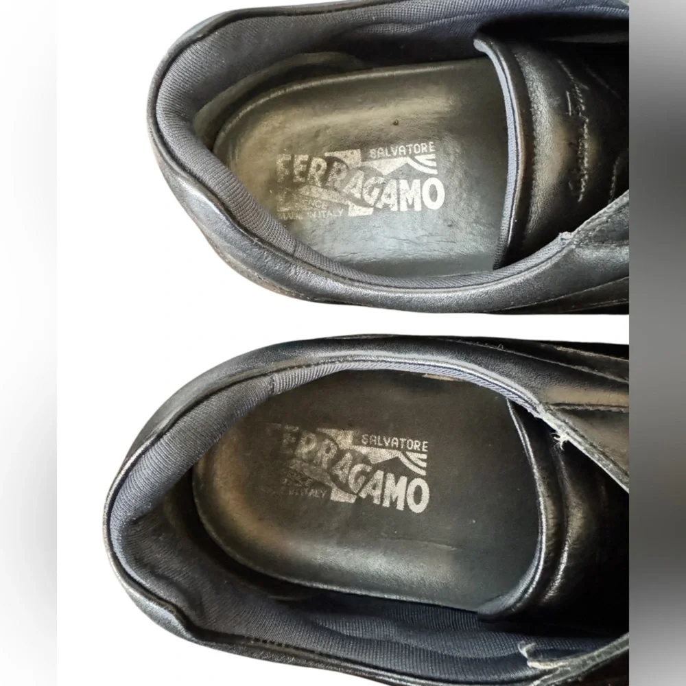 Salvatore Ferragamo Leggero Black Leather Sneakers Size 9.5 D